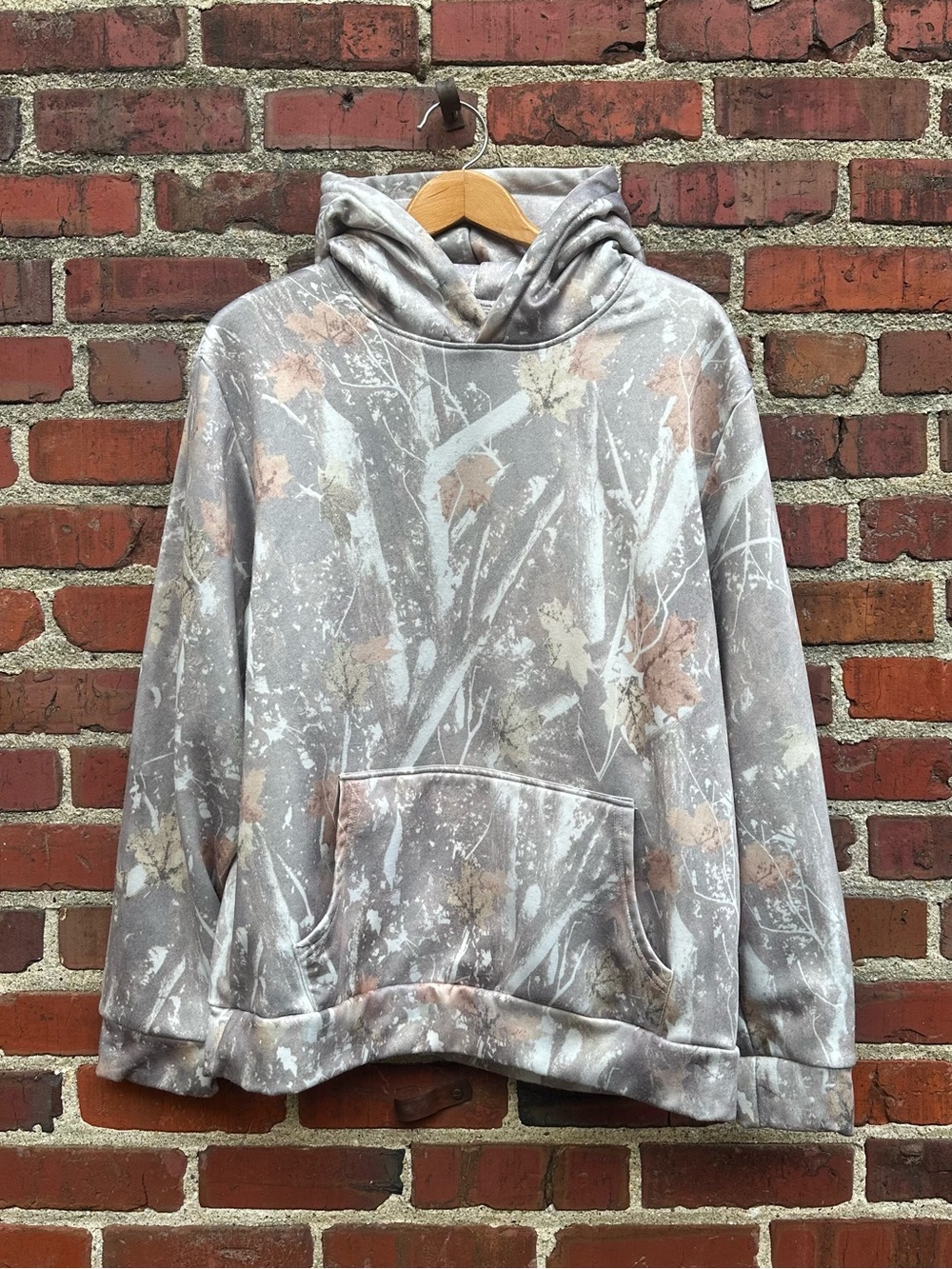 Camouflage Hoodie Pullover Sweatshirt Mens XXL Pastel Light Multi Leaf Tree Camo - Picture 2 of 14